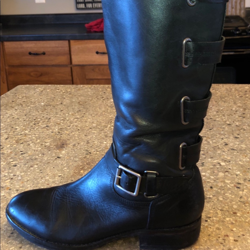 Black soft leather boots